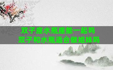 双子座水瓶座能一起吗 双子和水瓶适合做姐妹吗